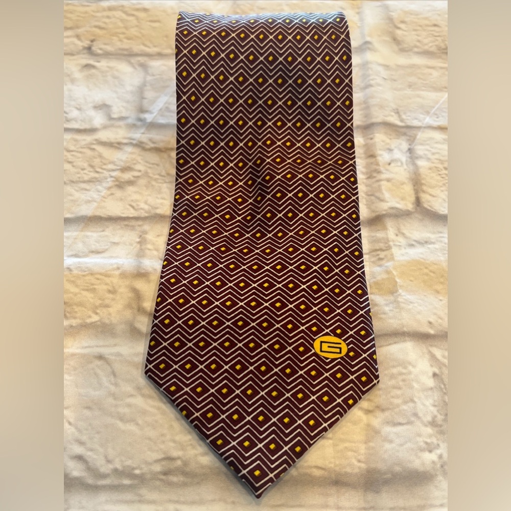Gucci Burgundy Geometric Pattern Neck Tie 58”